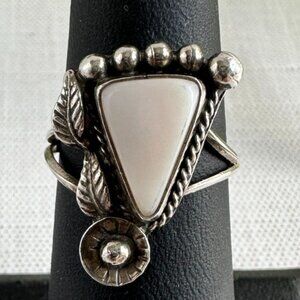 Sterling Silver White Stone Ring Size 6.5